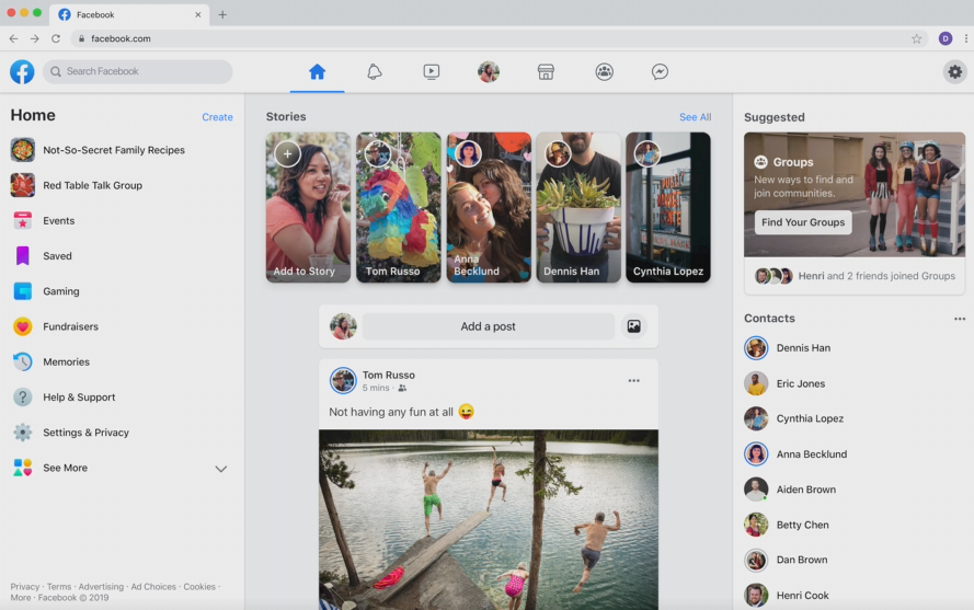 facebook nouvelle interface desktop 2019