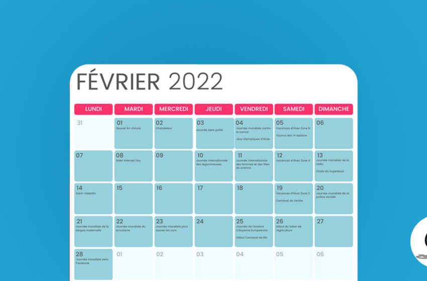  Le calendrier du Community Manager 2022