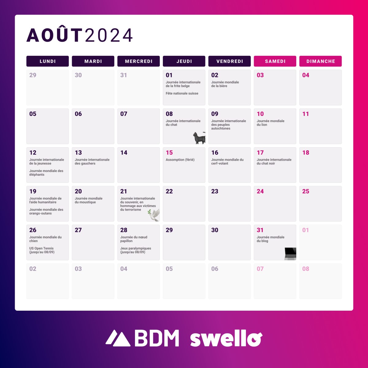 calendrier marketing 2024 digital social media