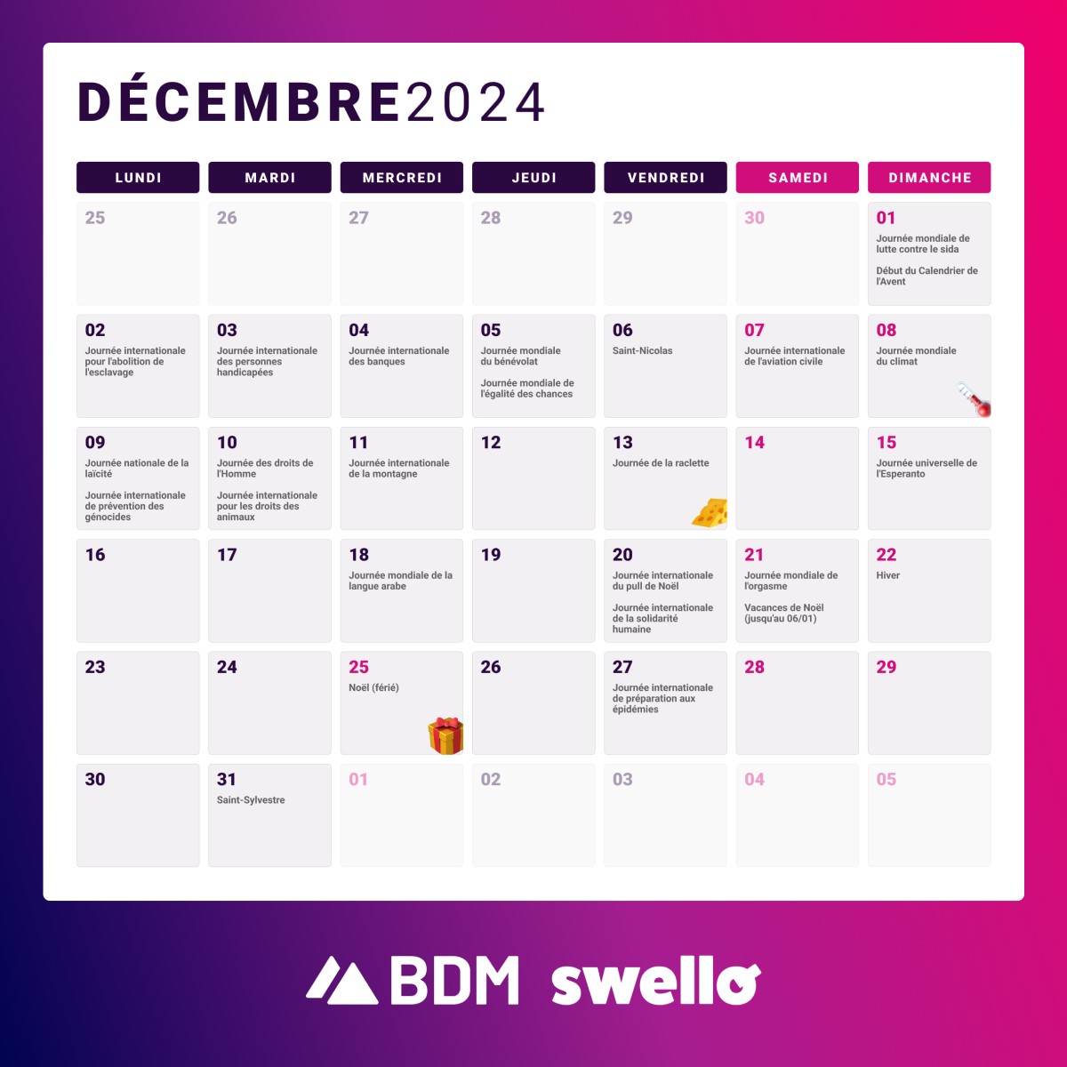 calendrier marketing 2024 digital social media
