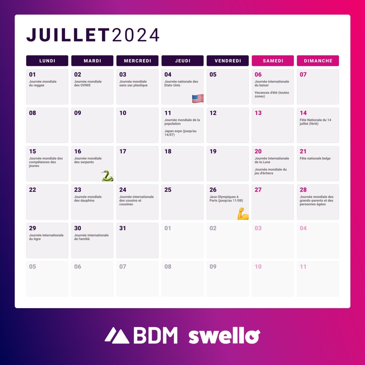 calendrier marketing 2024 digital social media