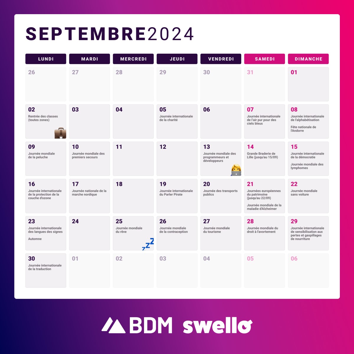 calendrier marketing 2024 digital social media