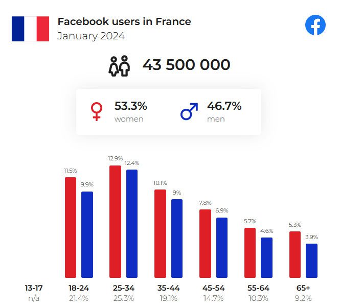 Chiffres réseaux sociaux en France 2024