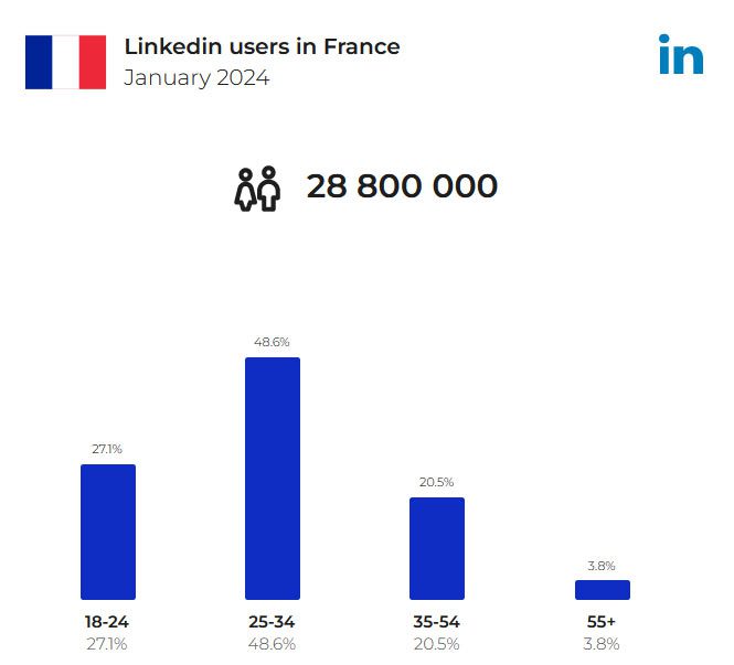 Chiffres reseaux sociaux en France 2024 linkedin Chiffres réseaux sociaux en France – 2024