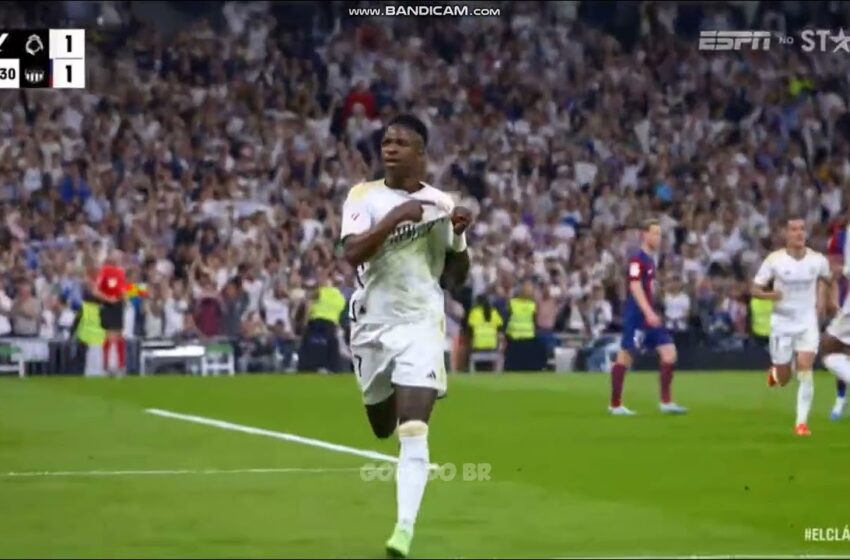  Video : Vinicius junior goal for Real Madrid vs FC Barcelona (1-1)
